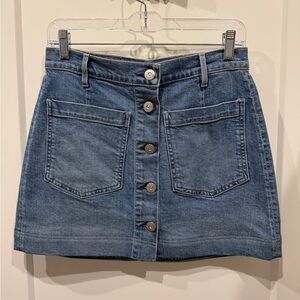 3x1 Blue Button-Front Denim Mini Skirt